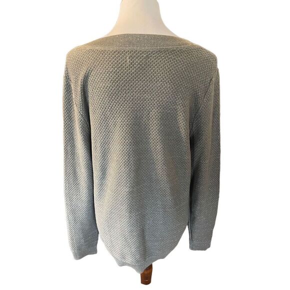 Croft & Barrow Gold Shimmering  V-Neck Long Sleeve Sweater Size Large-EUC - Picture 3 of 10